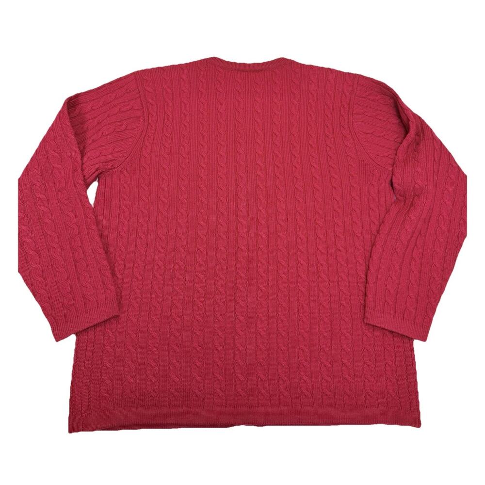 Talbots Cardigan Women’s Petites P Red Wool Cable Knit Gold Button Vintage - Picture 5 of 10
